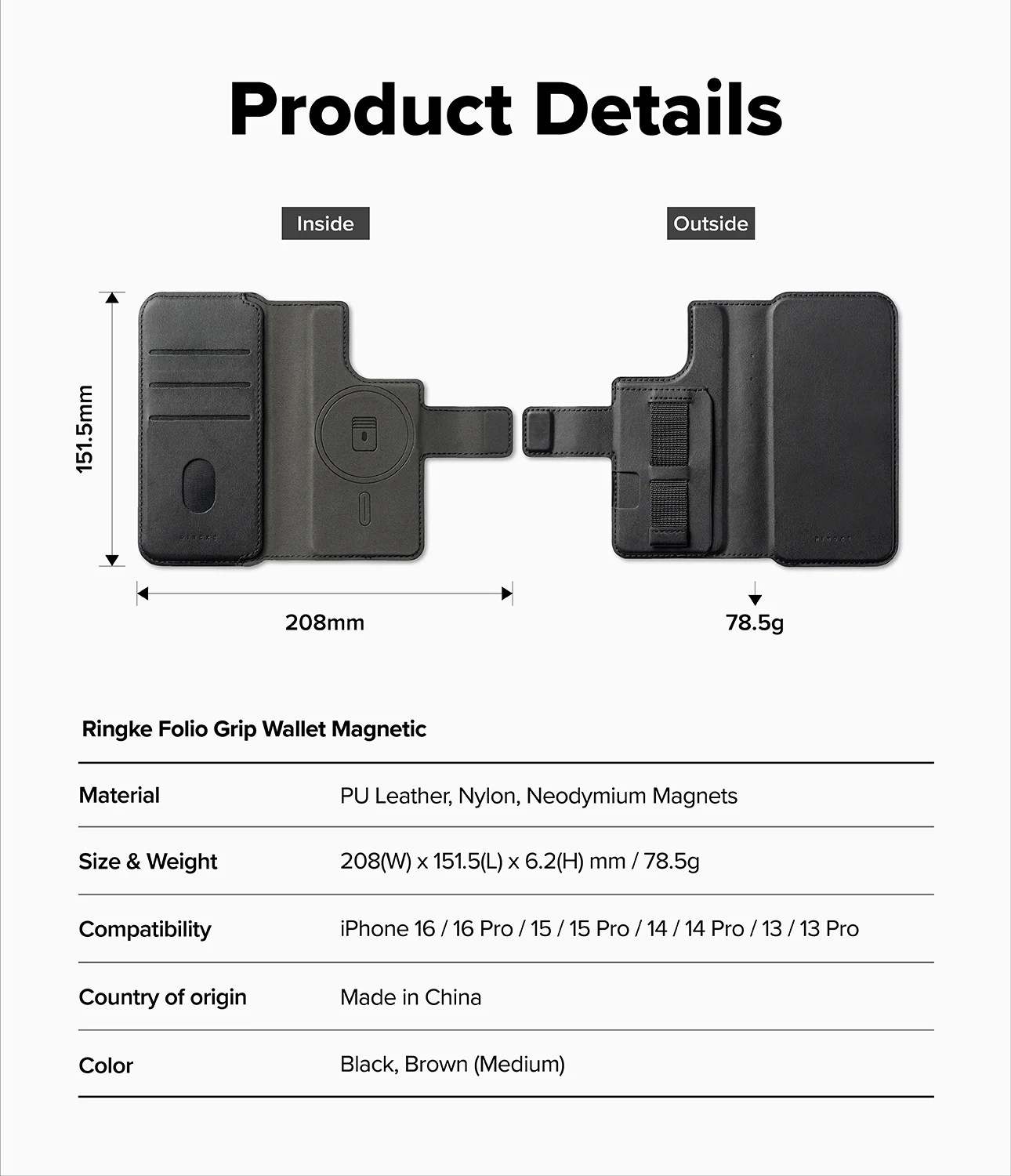 iPhone 16 Pro / 16 Cover | Folio Grip Wallet Magnetic - Image 17
