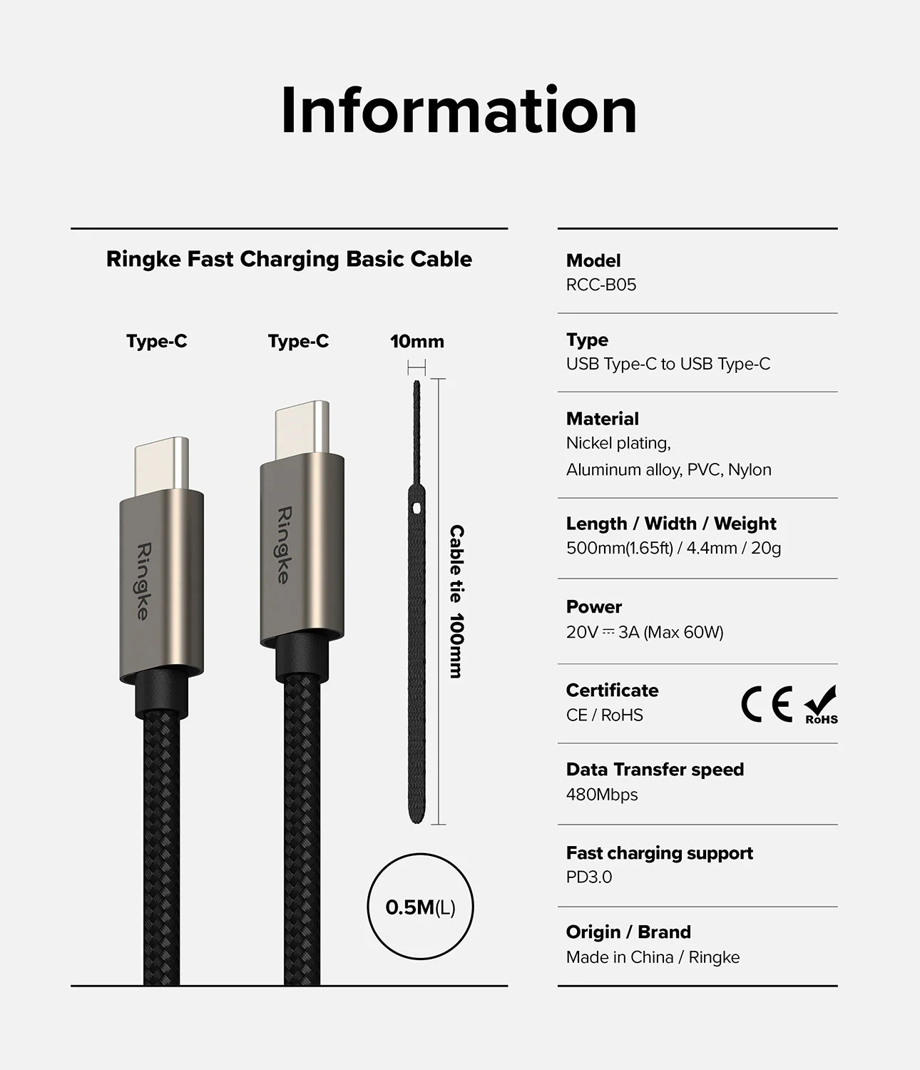 Ringke Fast Charging Basic Cable USB-C to USB-C - Image 17