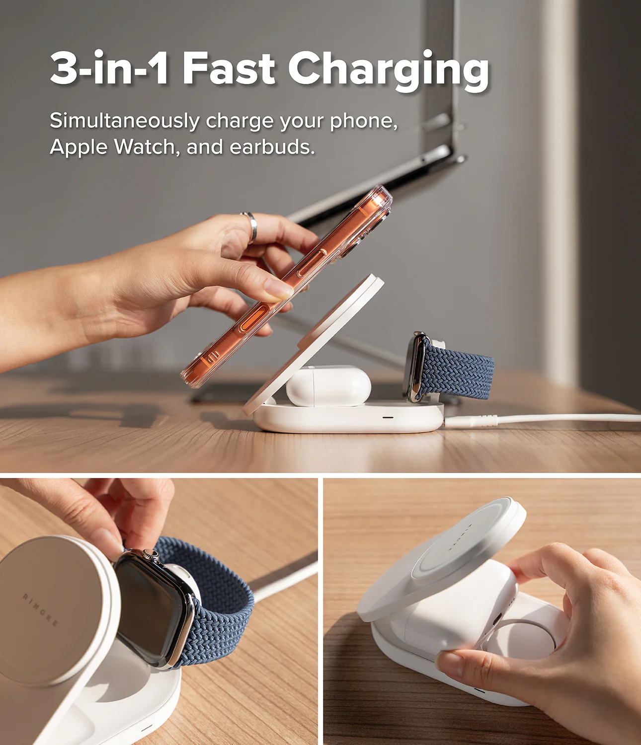 Stand Qi2 25W 3-in-1 Folding Magnetic Wireless Charger - Image 7